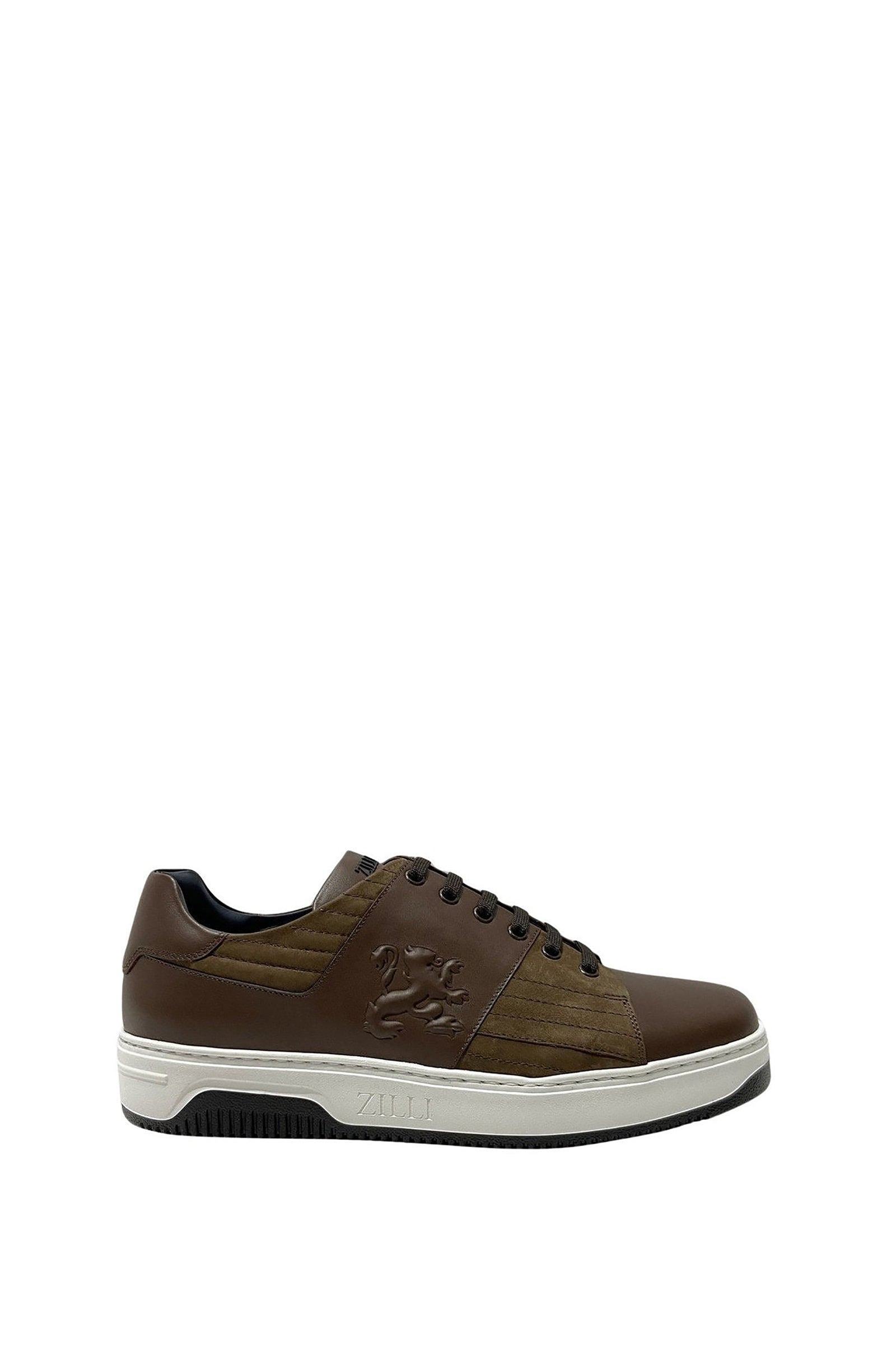 Sneakers basses effet matelassé en cuir - Taupe