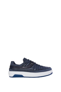 Baskets basses en cachemire - Bleu & Blanc