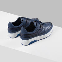 Baskets basses en cachemire - Bleu & Blanc