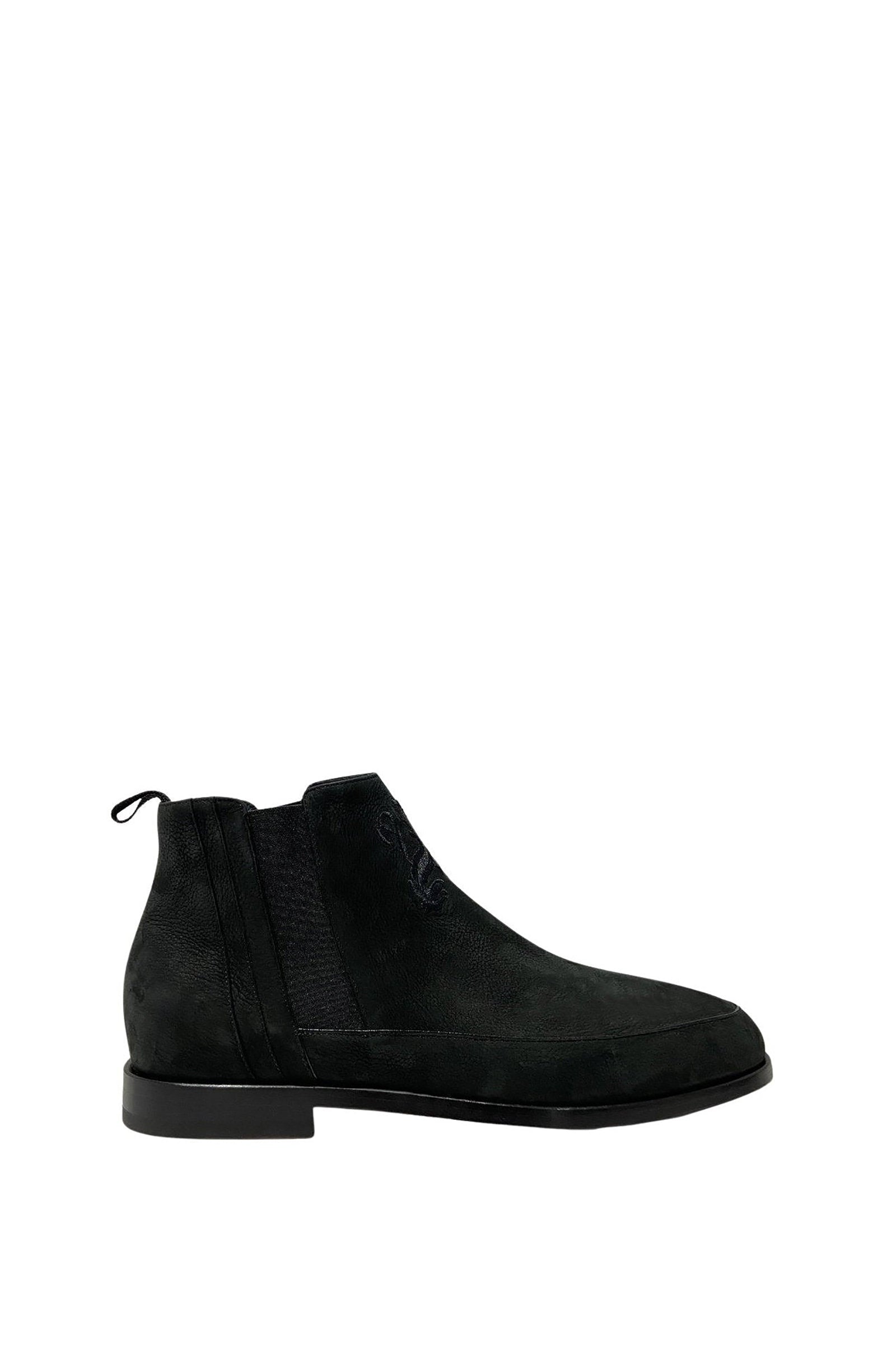 Bottines Chelsea à motif ton sur ton en daim - Black