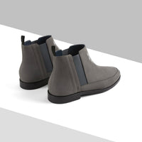 Bottines chelsea à broderie blason en daim - Gris