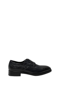 Derbies texturées à empiècements en cuir - Black