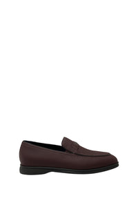 Mocassins à plaque métallique en cuir exotique - Bordeaux