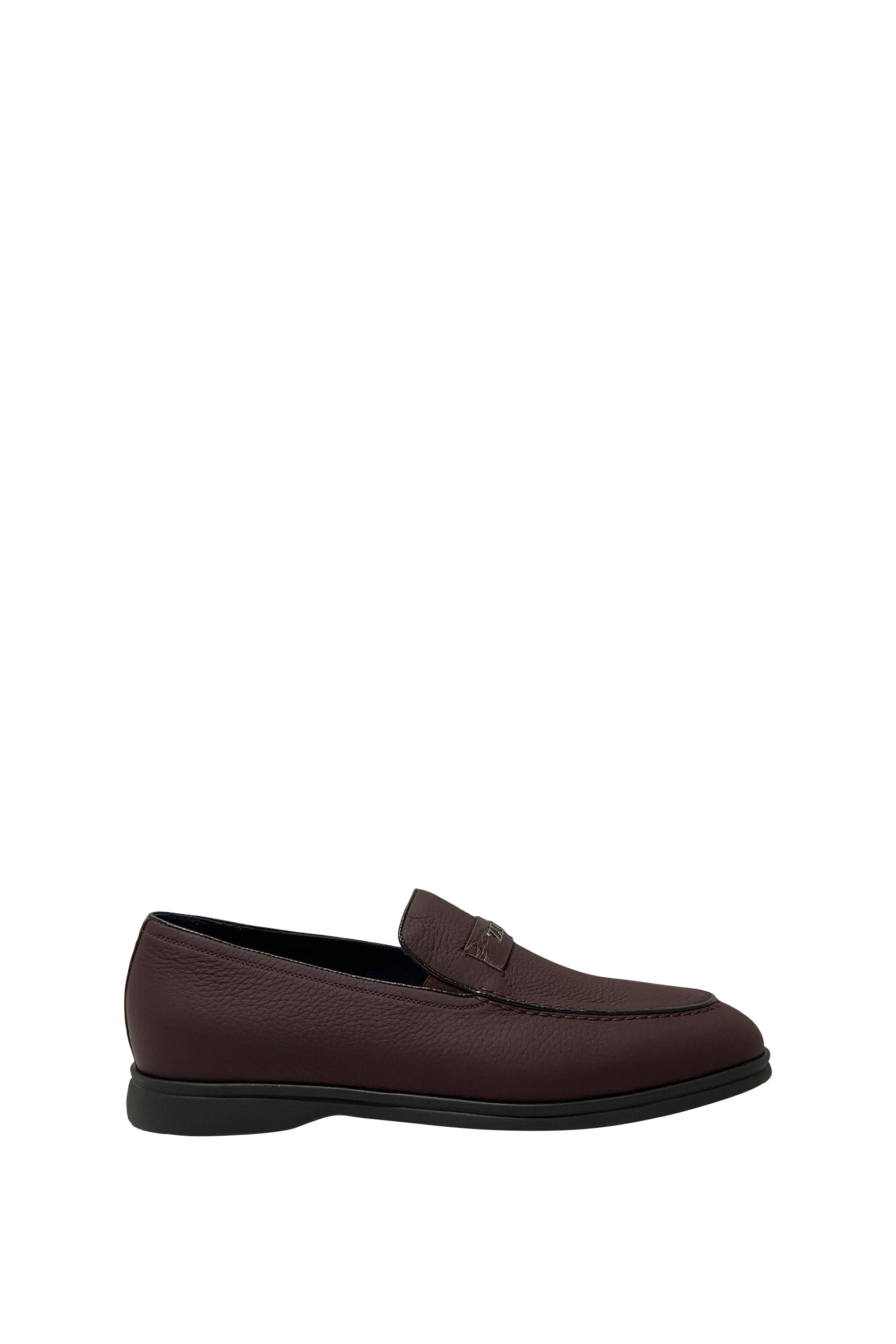 Mocassins à plaque métallique en cuir exotique - Bordeaux