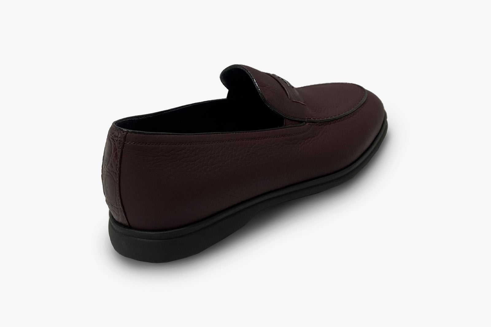 Mocassins à plaque métallique en cuir exotique - Bordeaux