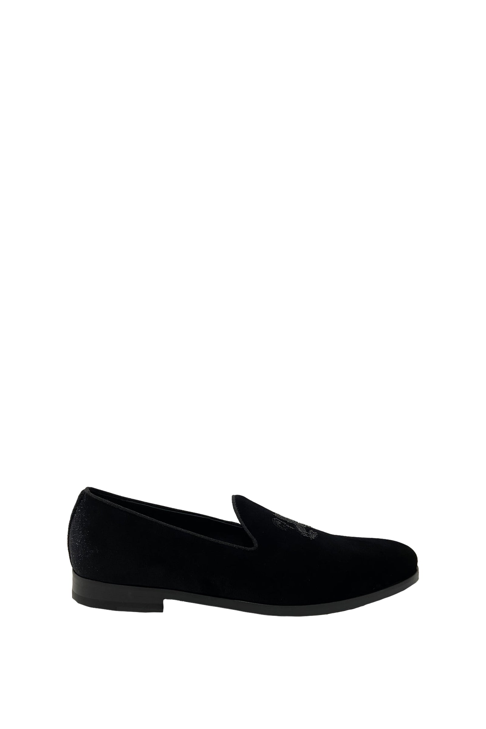 Mocassins à motif brodé en velours - Noir
