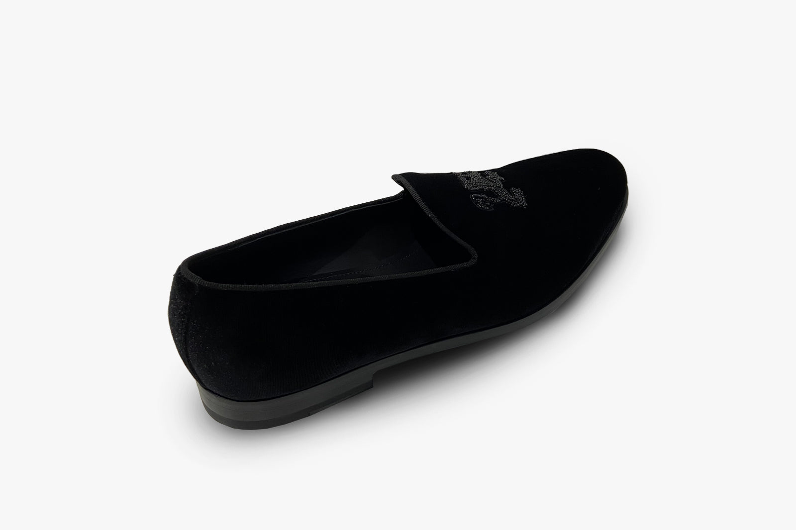 Mocassins à motif brodé en velours - Noir