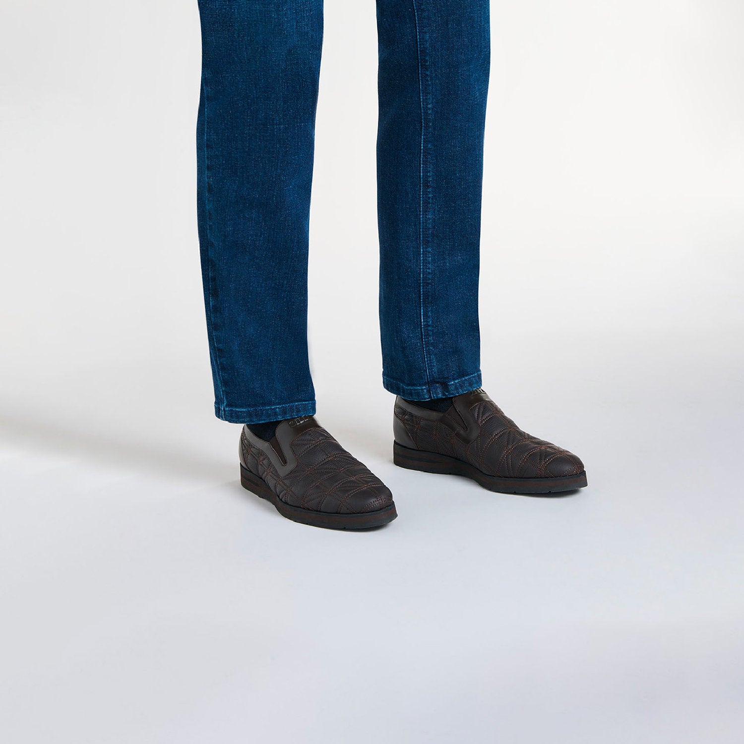 Mocassins matelassés en cuir - Marron