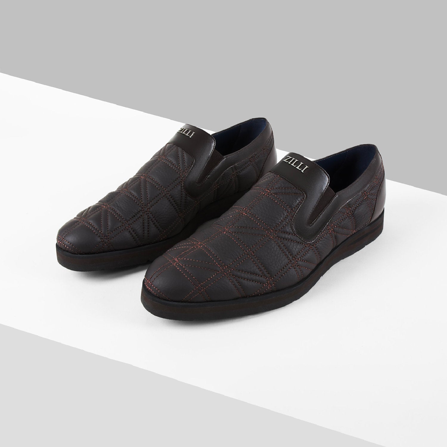 Mocassins matelassés en cuir - Marron