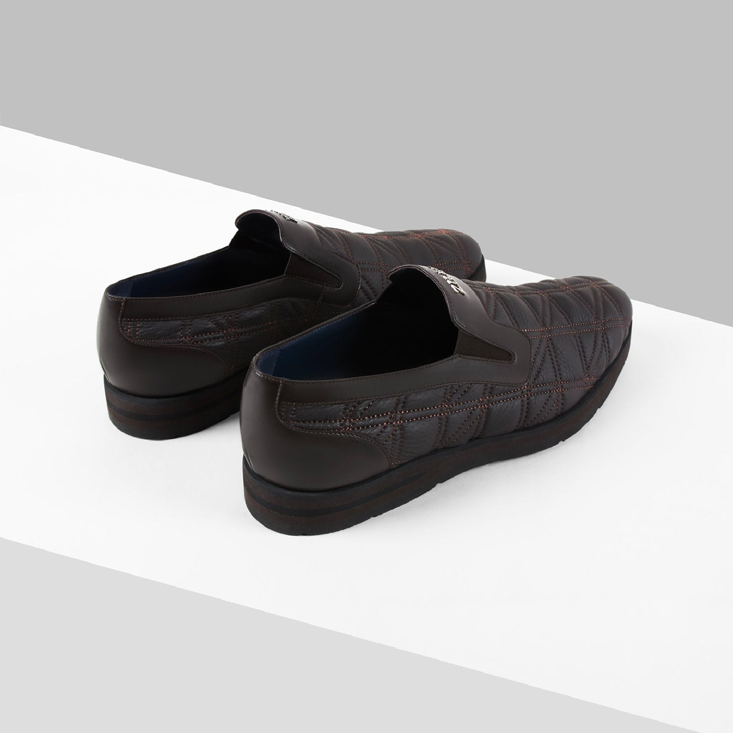 Mocassins matelassés en cuir - Marron
