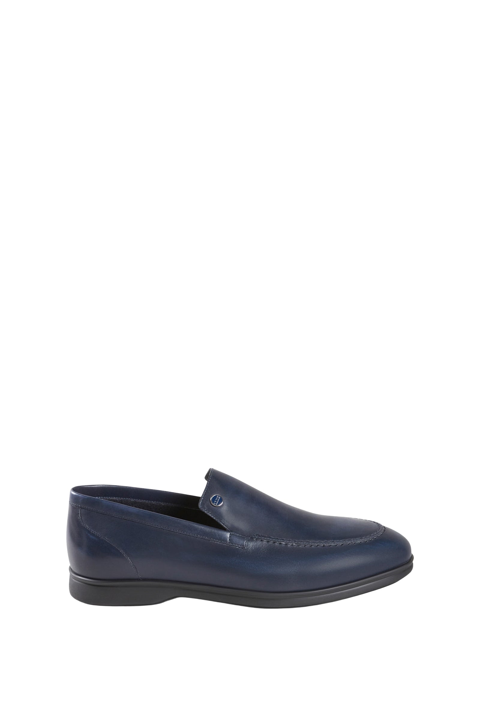 Mocassins avec logo métallique en cuir - Bleu