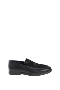 Mocassins à empiècement en cuir - Noir