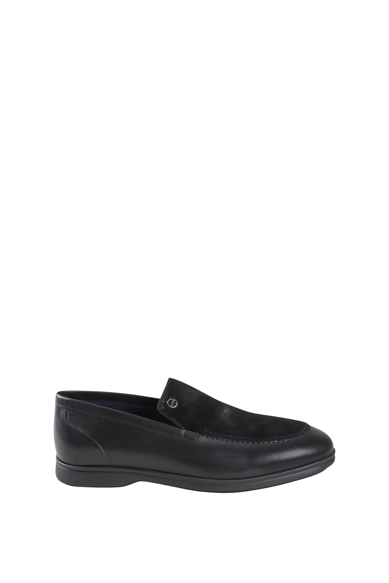 Mocassins à empiècement en cuir - Noir