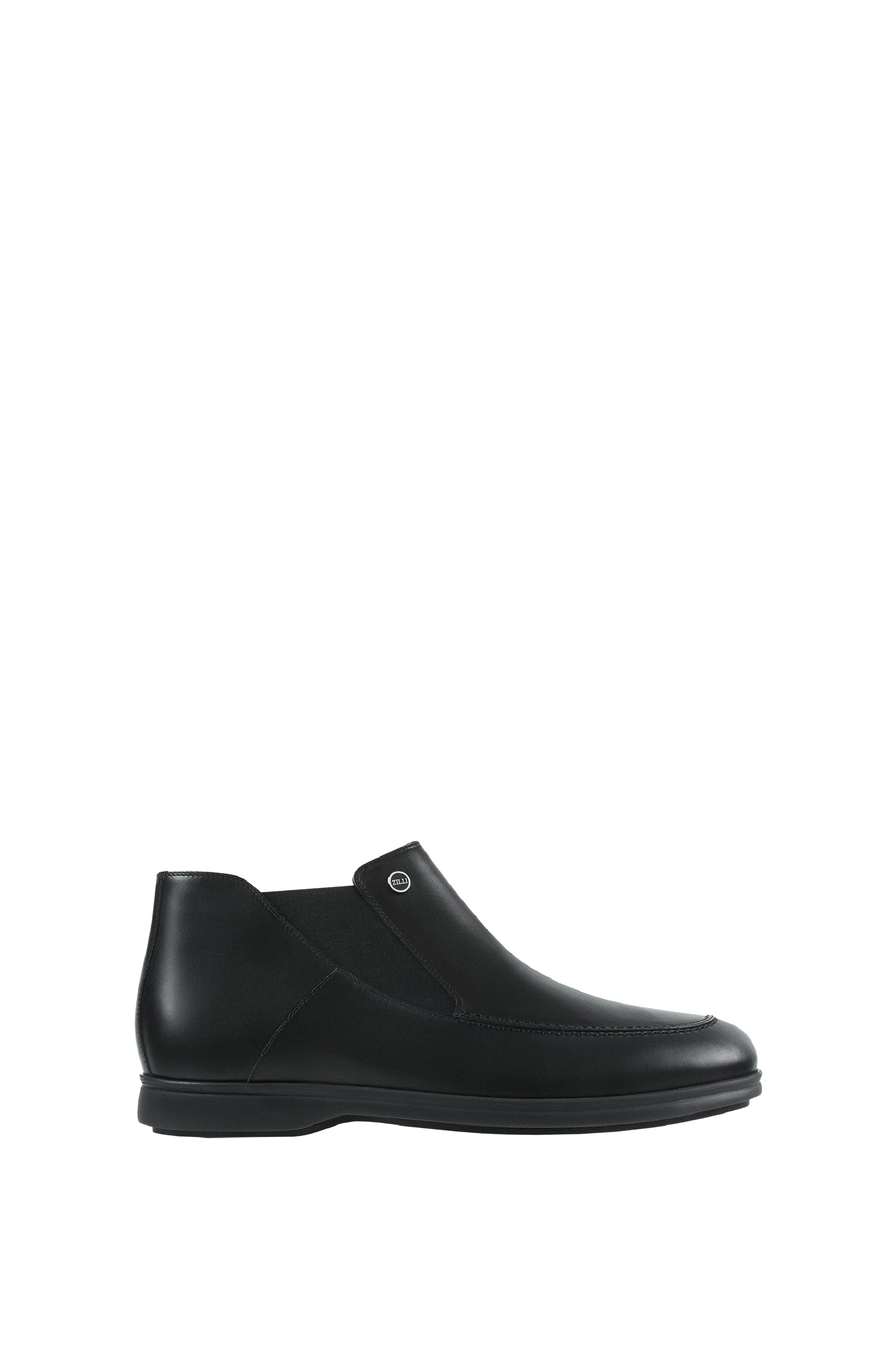Bottines basses à surpiqûres en cuir - Noir