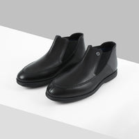 Bottines basses à surpiqûres en cuir - Noir