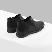 Bottines basses à surpiqûres en cuir - Noir