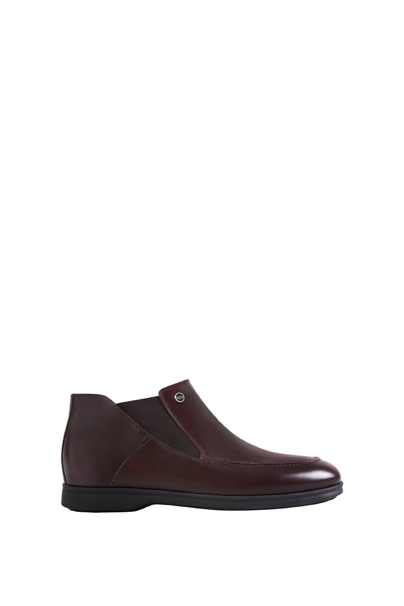 Elasticated leather boots - Bordeaux & Black