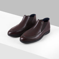 Elasticated leather boots - Bordeaux & Black