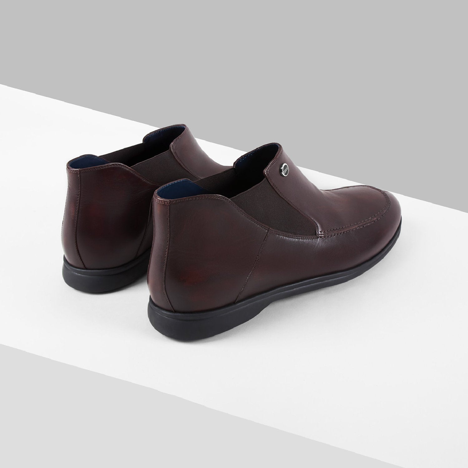 Elasticated leather boots - Bordeaux & Black