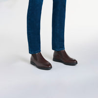 Elasticated leather boots - Bordeaux & Black