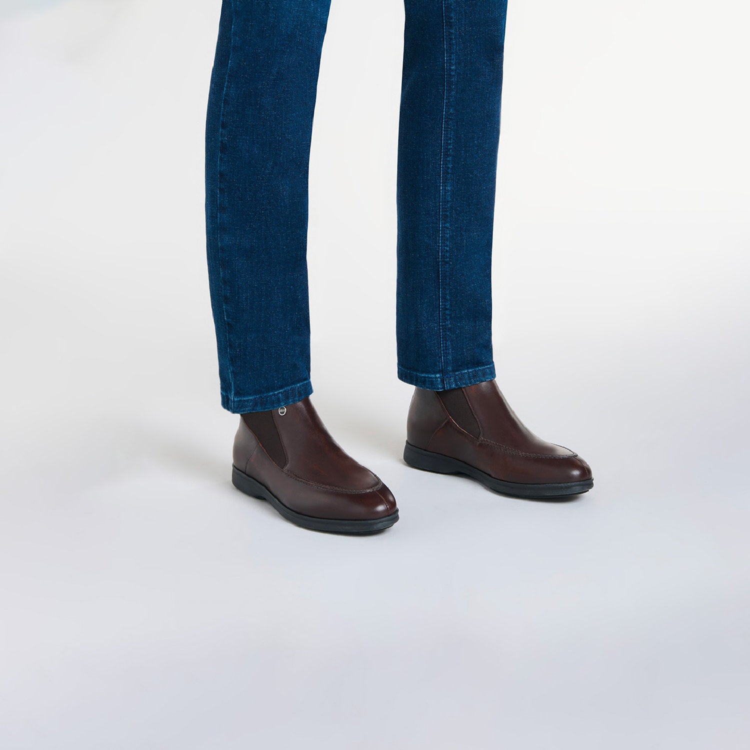 Elasticated leather boots - Bordeaux & Black