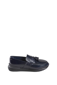 Mocassins pampilles en cuir - Bleu & Noir