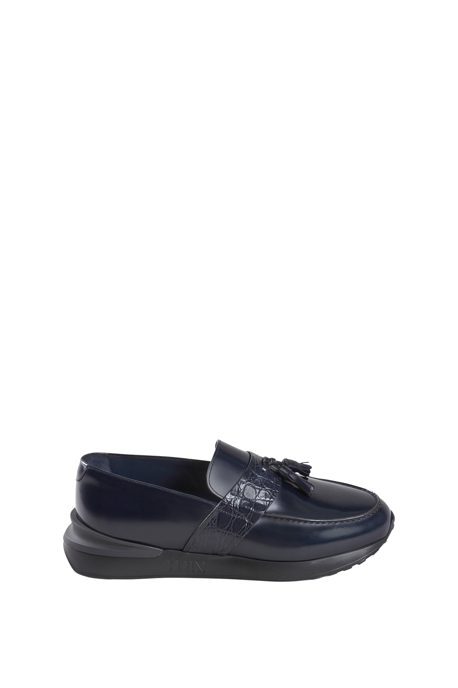 Mocassins pampilles en cuir - Bleu & Noir