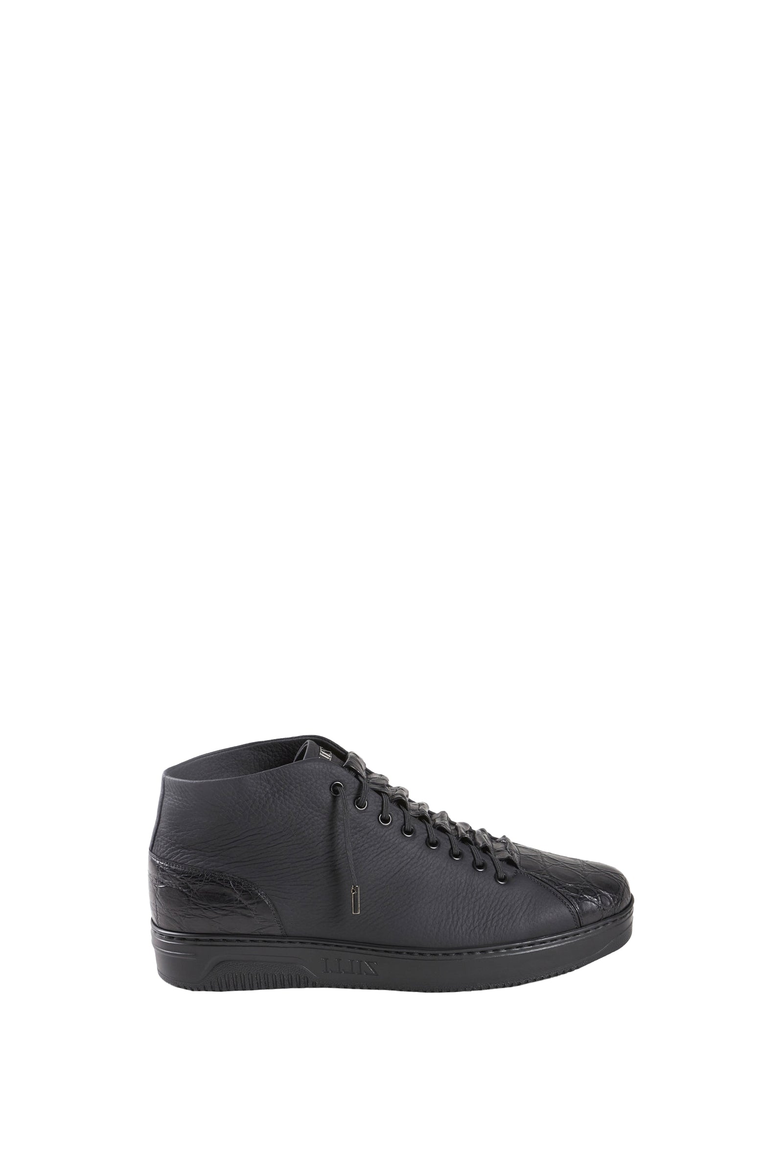 Baskets montantes en cuir exotique - Noir