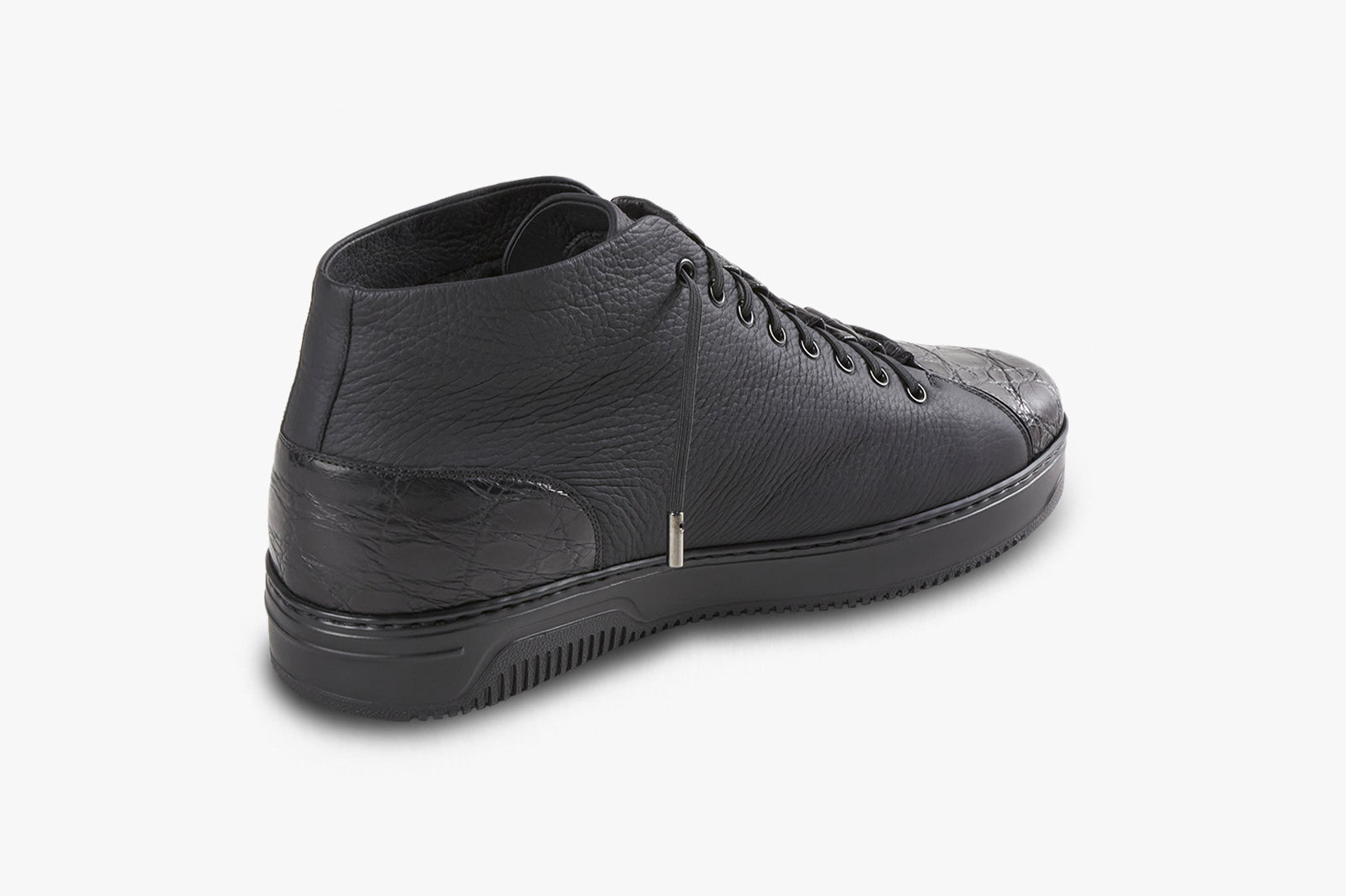 Baskets montantes en cuir exotique - Noir