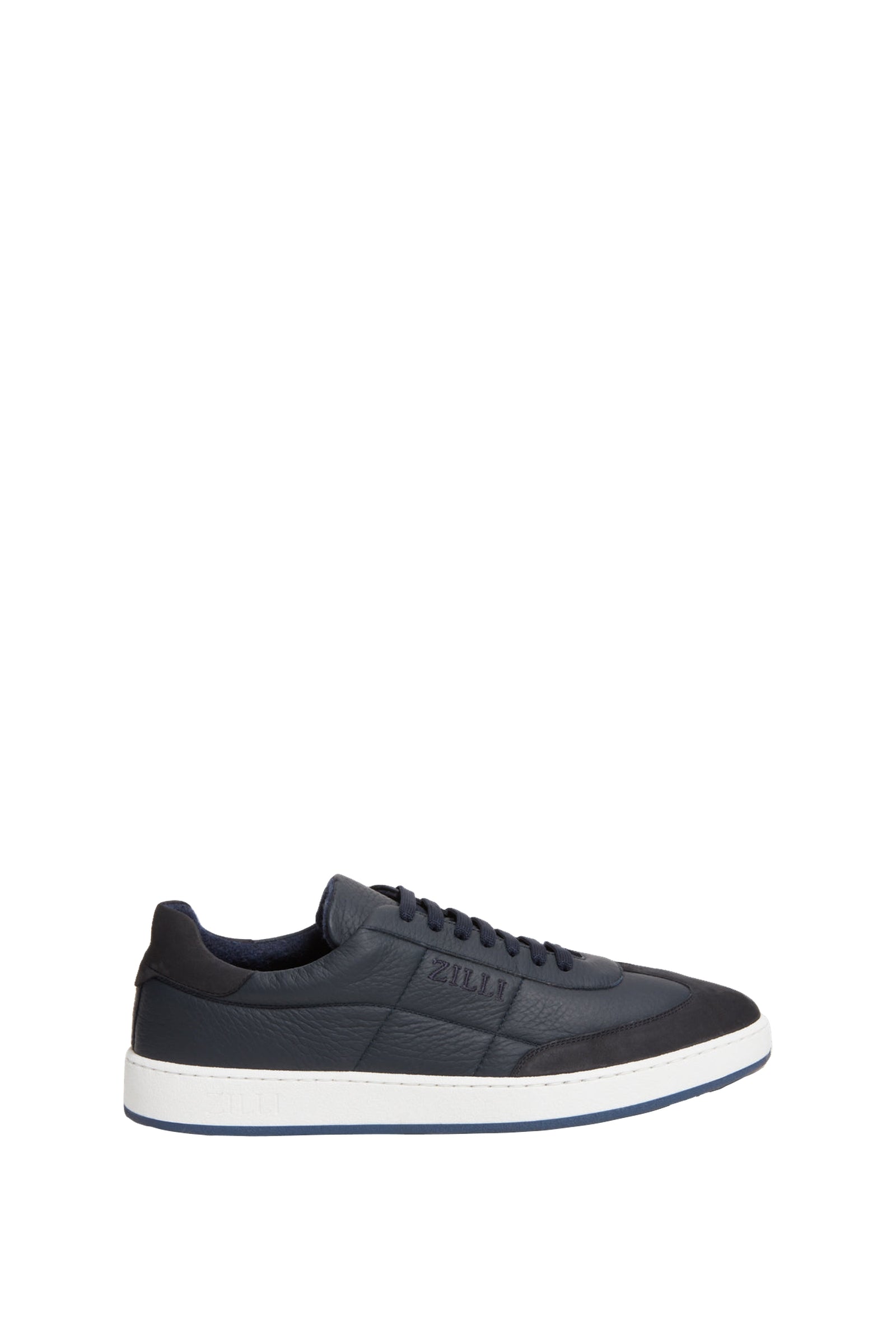 Baskets basses matelassées en cuir exotique - Bleu & Blanc