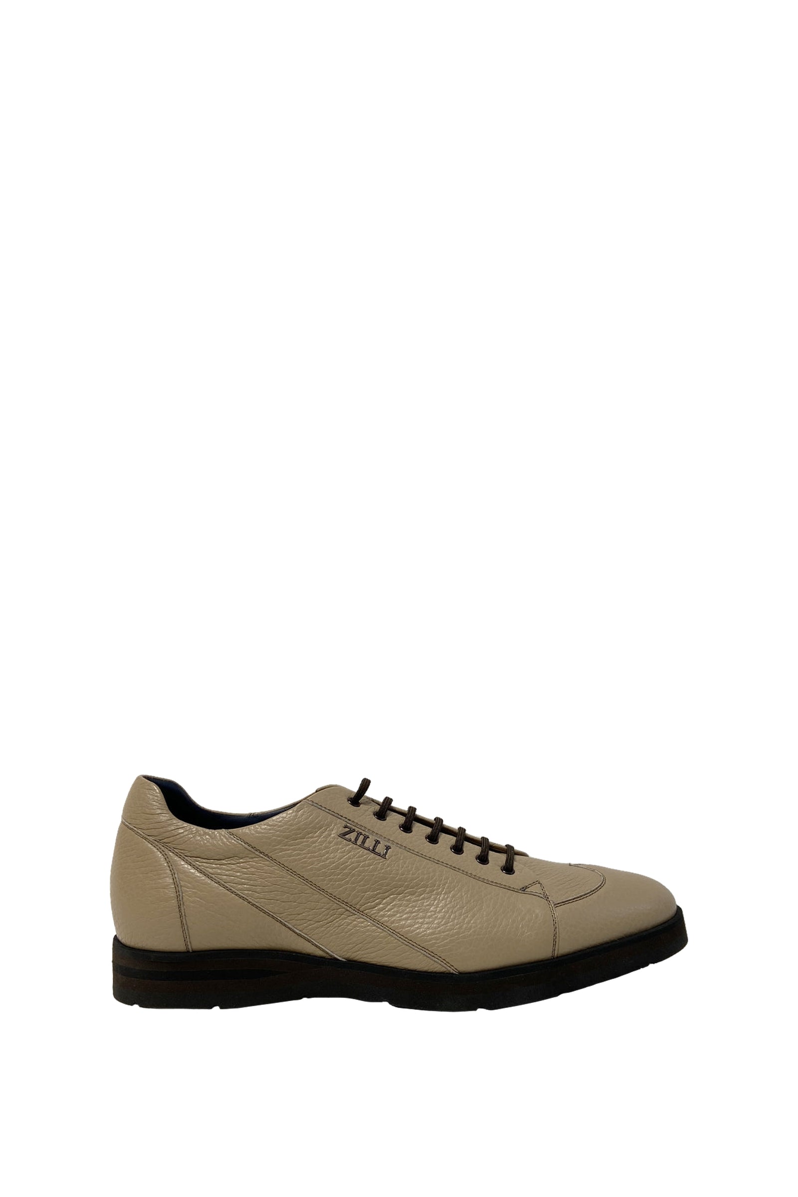 Derbies à surpiqûres en cuir exotique grainé - Beige & Marron