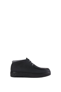 Bottines montantes à semelle crantée en cuir - Noir & Gris