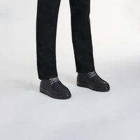 Bottines montantes à semelle crantée en cuir - Noir & Gris