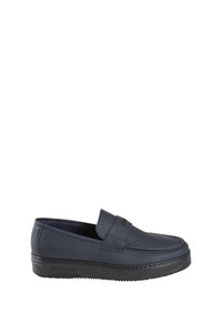 Mocassins à semelle épaisse en cuir - Bleu & Noir