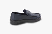 Mocassins à semelle épaisse en cuir - Bleu & Noir