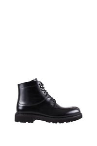 Bottines à lacets et semelle crantée en cuir - Noir