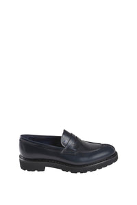 Mocassins à semelle crantée en cuir - Bleu & Noir