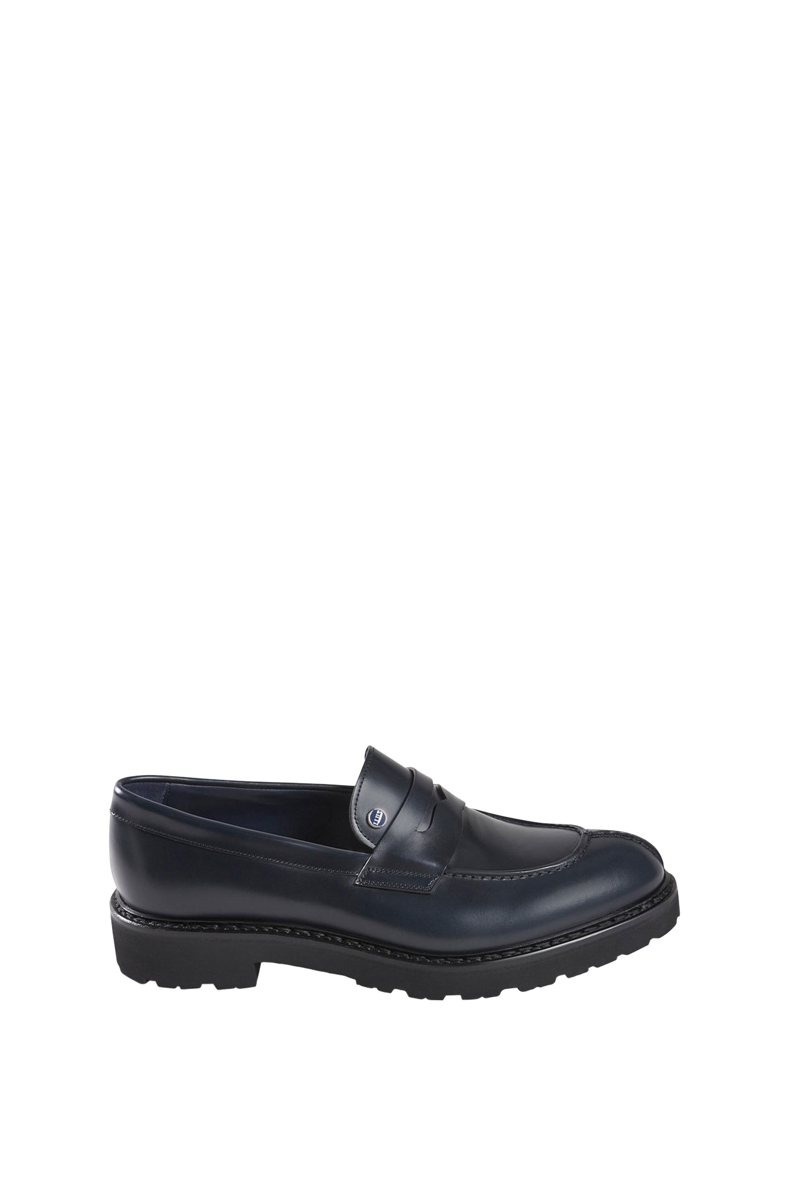 Mocassins à semelle crantée en cuir - Bleu & Noir