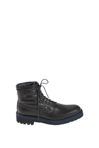 Bottines à empiècements en cuir - Noir & Bleu