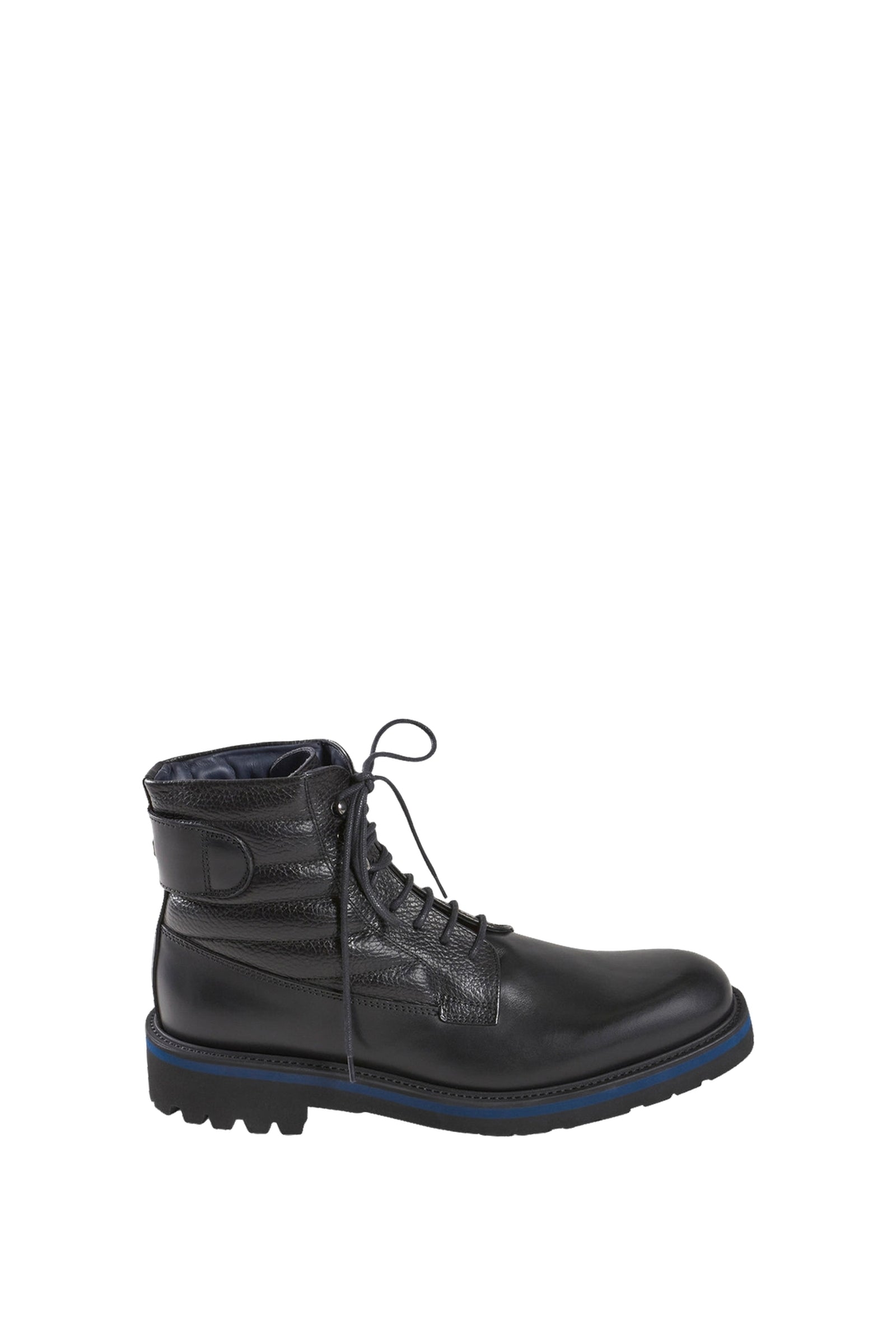 Bottines à empiècements en cuir - Noir & Bleu