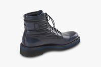 Bottines à lacets matelassées en cuir - Bleu & Noir