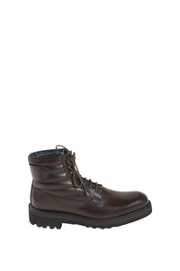 Bottines à lacets matelassées en cuir - Marron