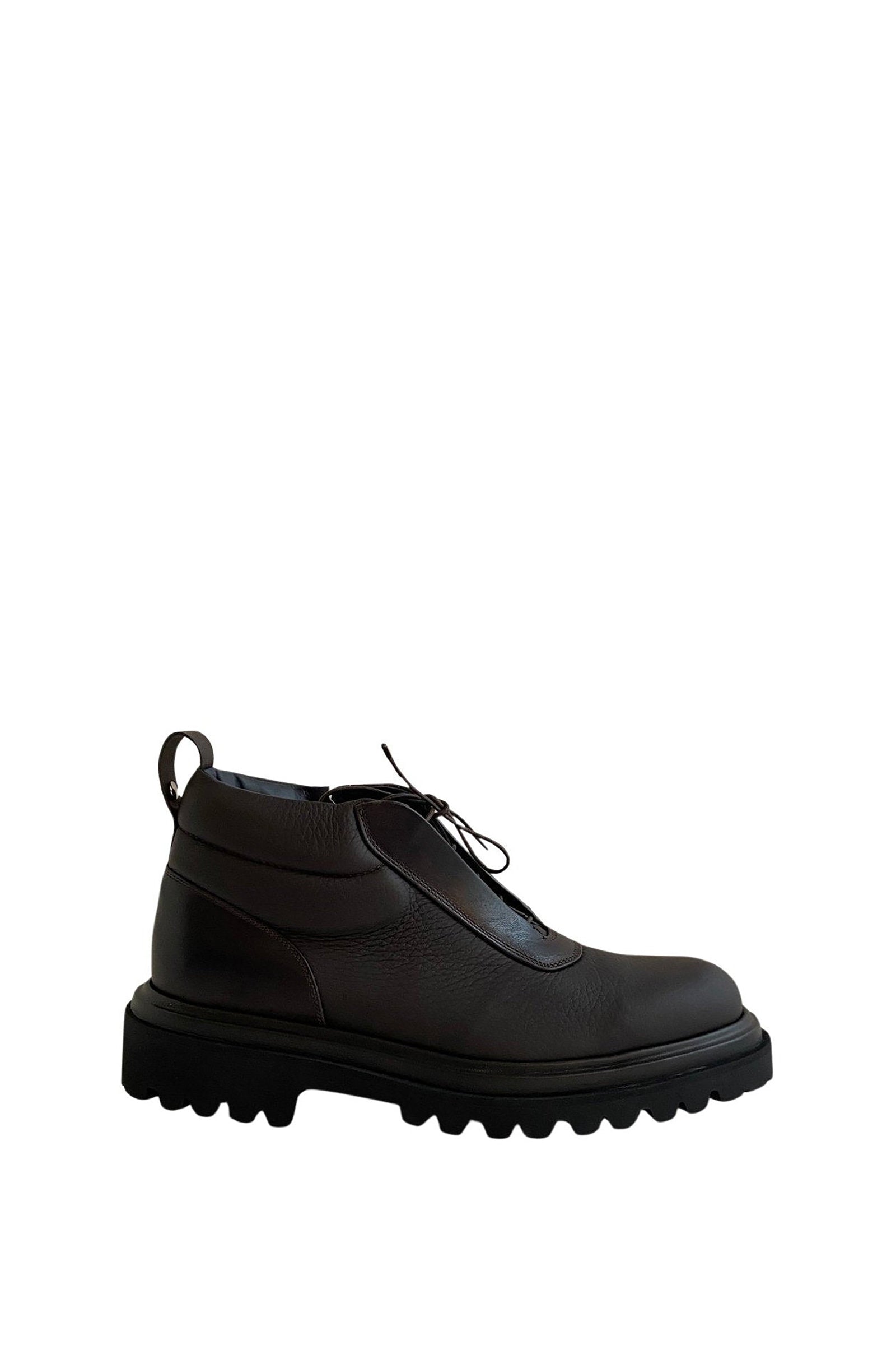 Bottines à semelle crantée en cuir - Brown