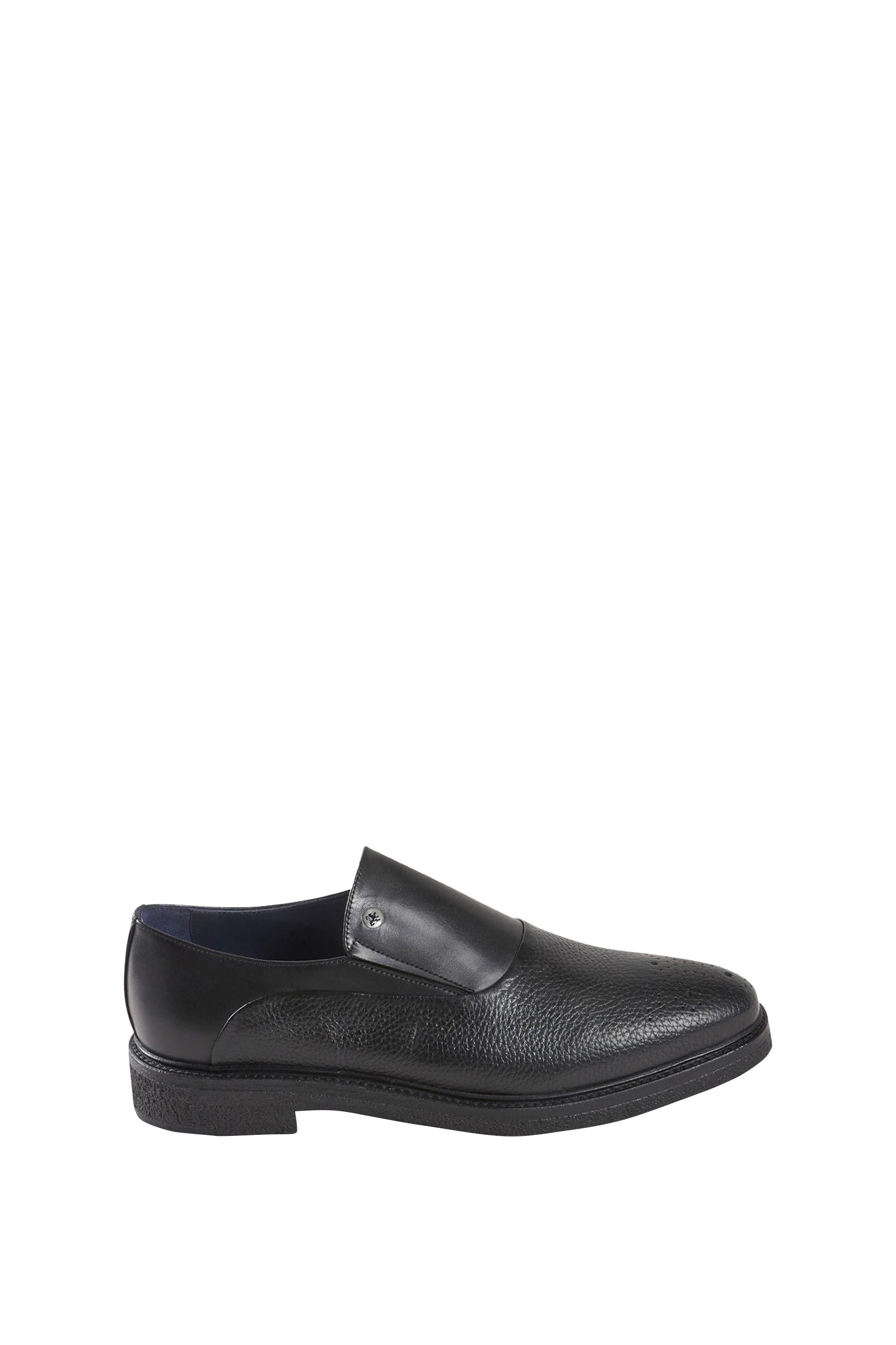 Mocassins à bout ajouré en cuir exotique grainé - Noir & Bleu