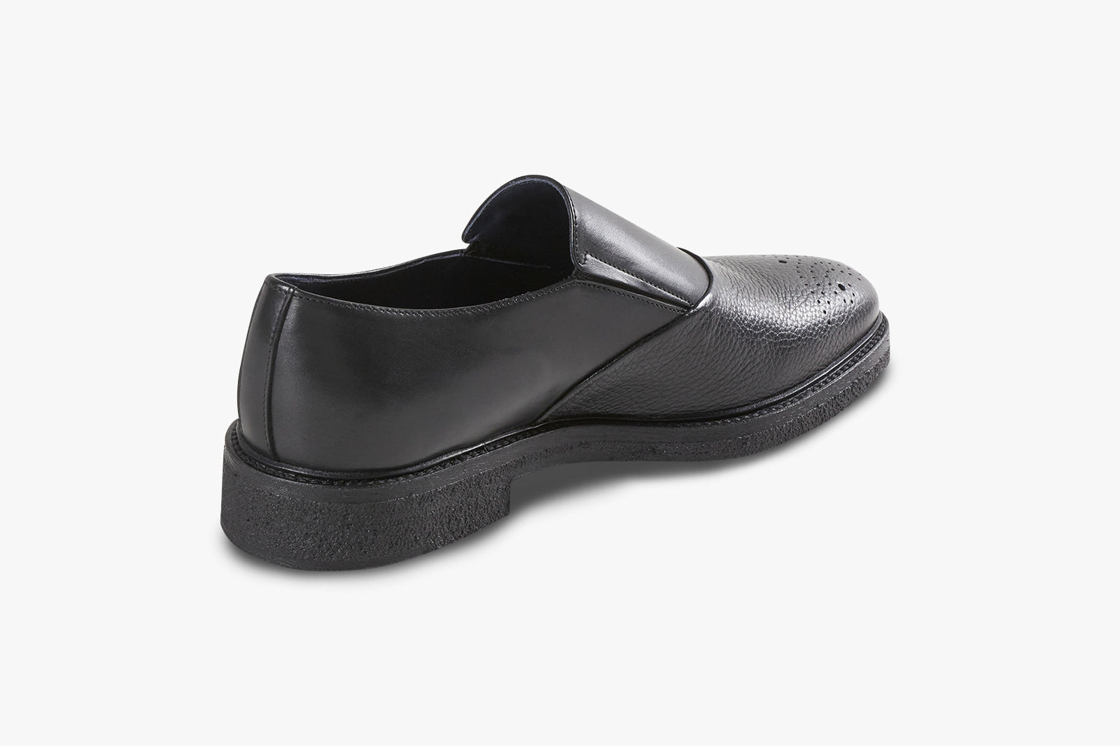 Mocassins à bout ajouré en cuir exotique grainé - Noir & Bleu