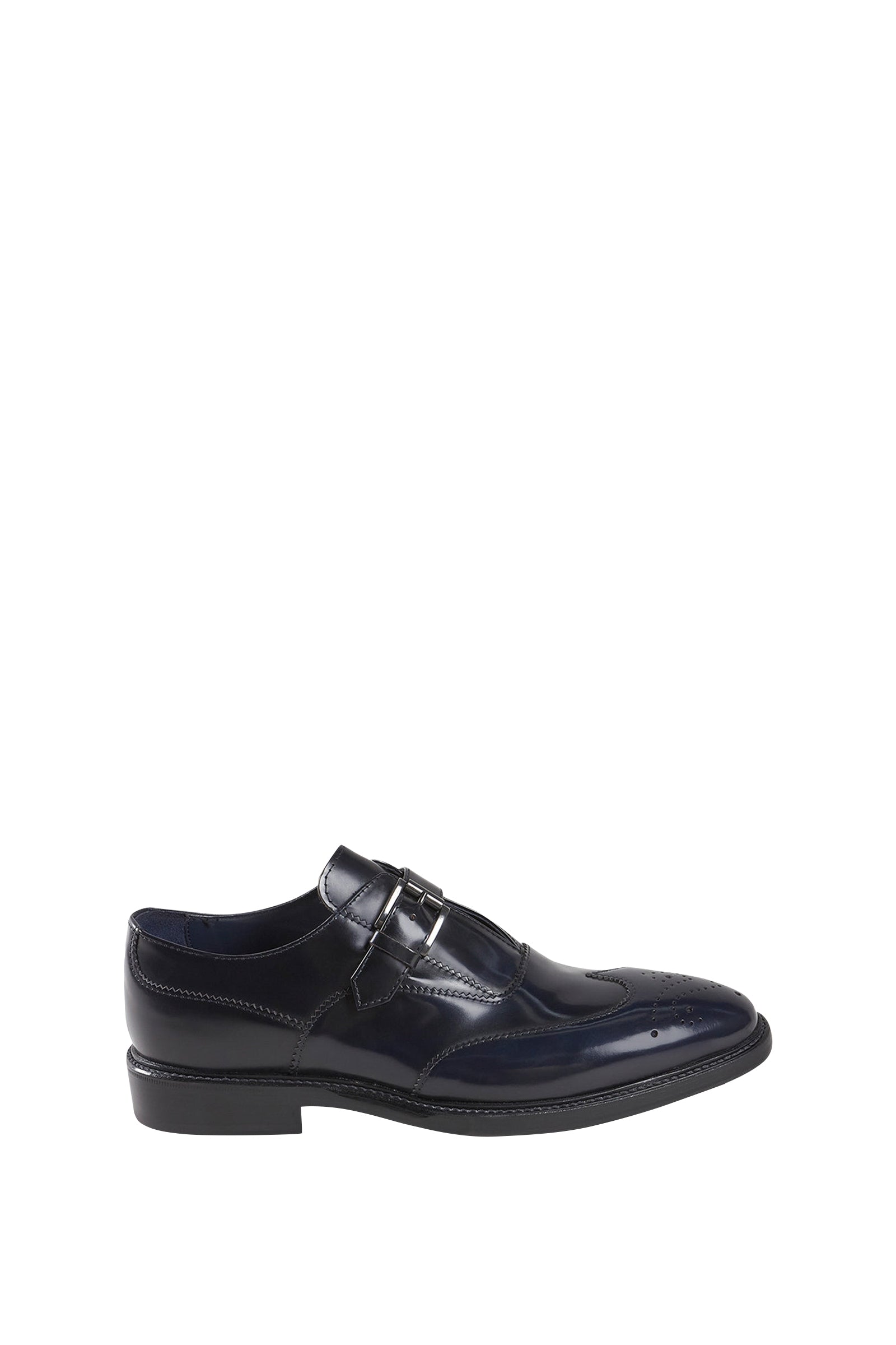 Buckle loafer with floral leather toe - Blue