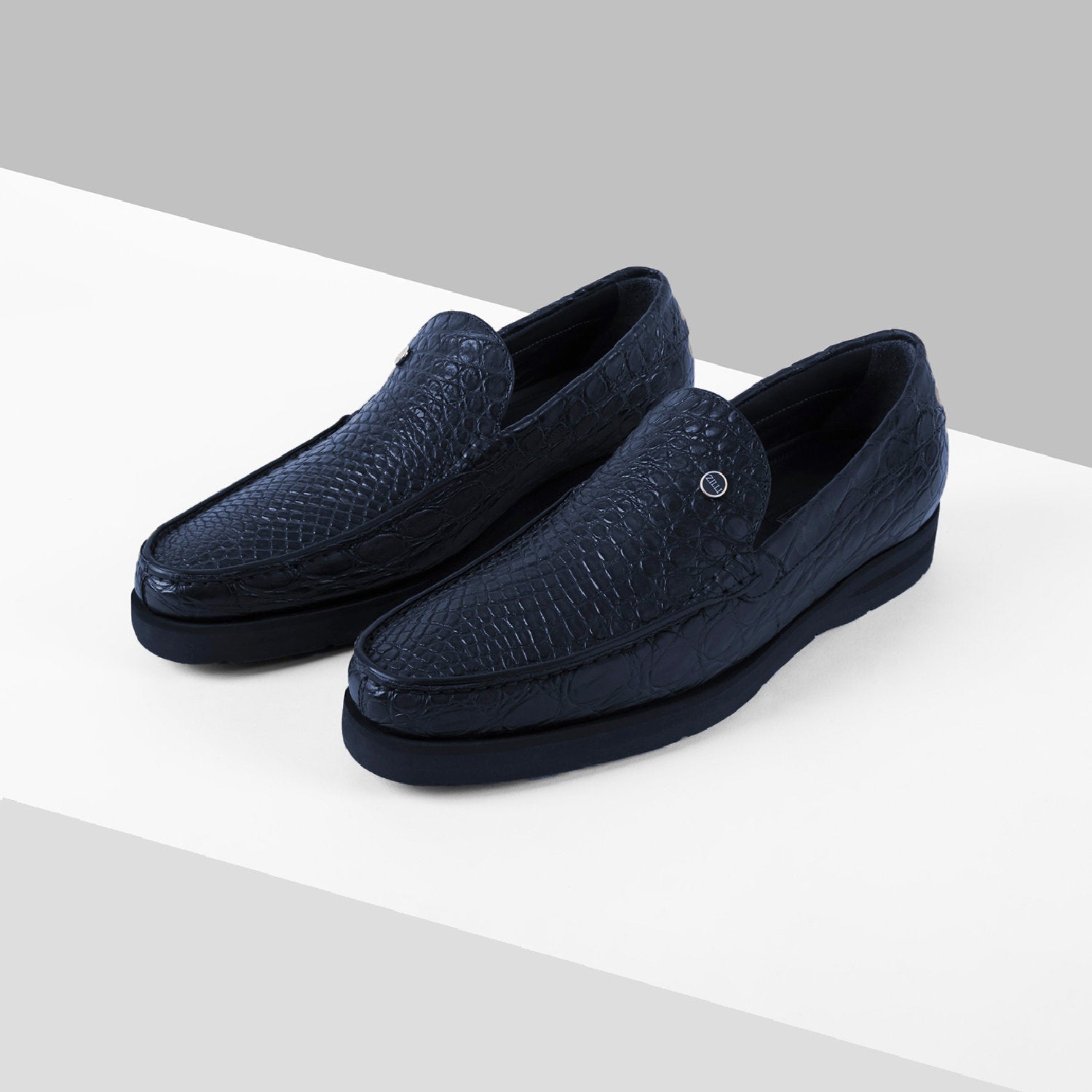 Mocassins à semelle épaisse en cuir exotique - Bleu