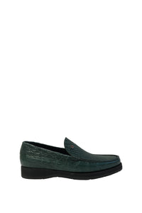 Mocassins à motif embossé en cuir exotique - Vert & Noir