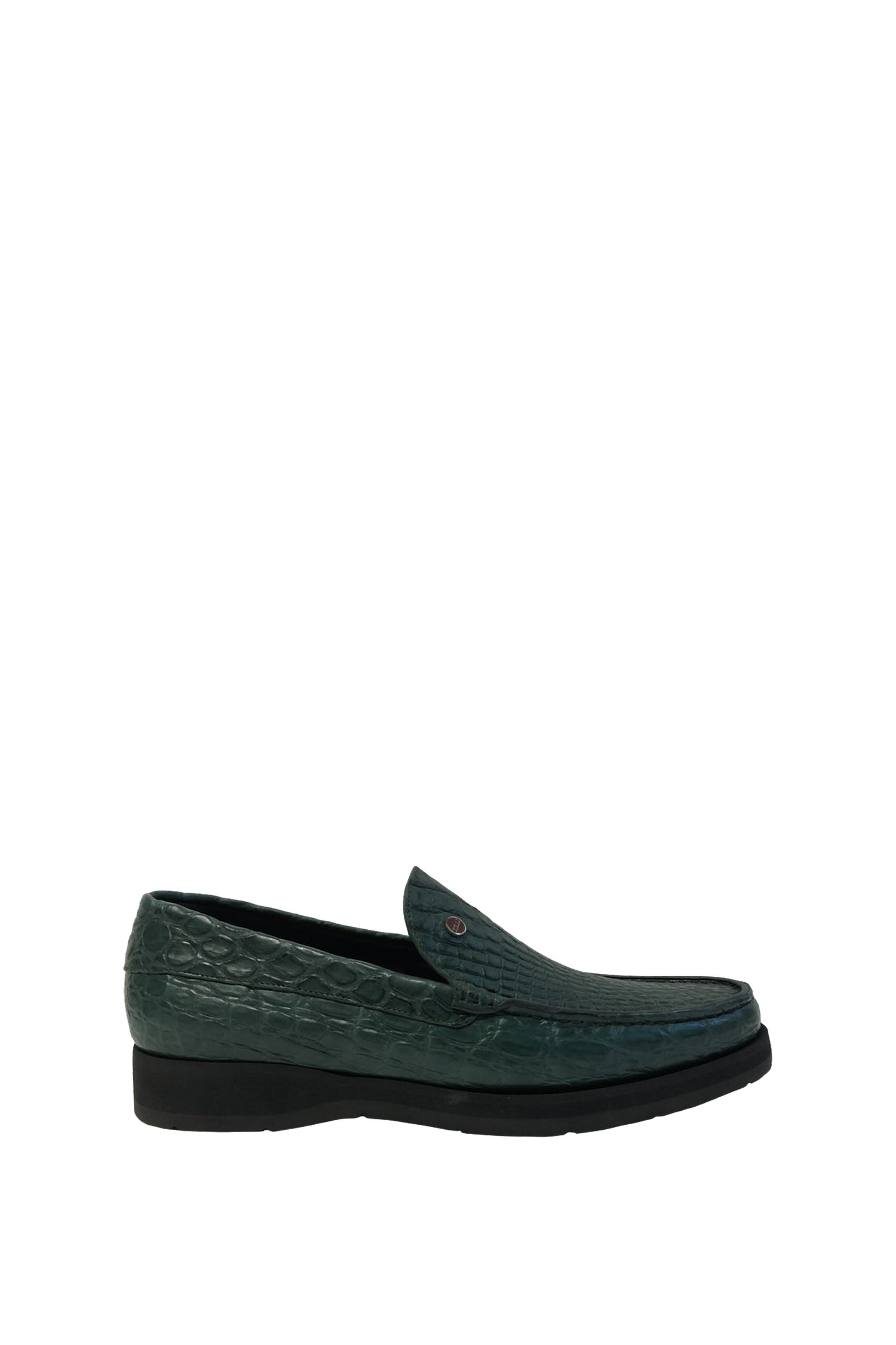 Mocassins à motif embossé en cuir exotique - Vert & Noir