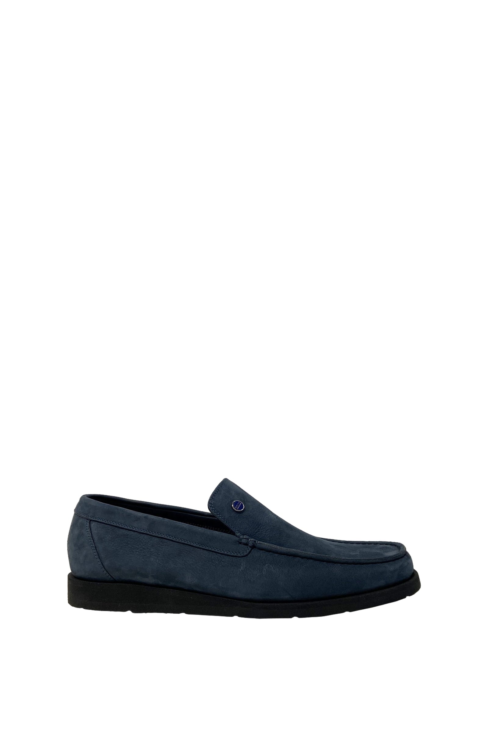 Mocassins avec logo métallique en daim - Bleu & Noir